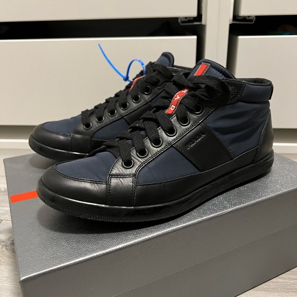 Prada Navy High Top sneakers US 8.5 - Picture 2 of 7